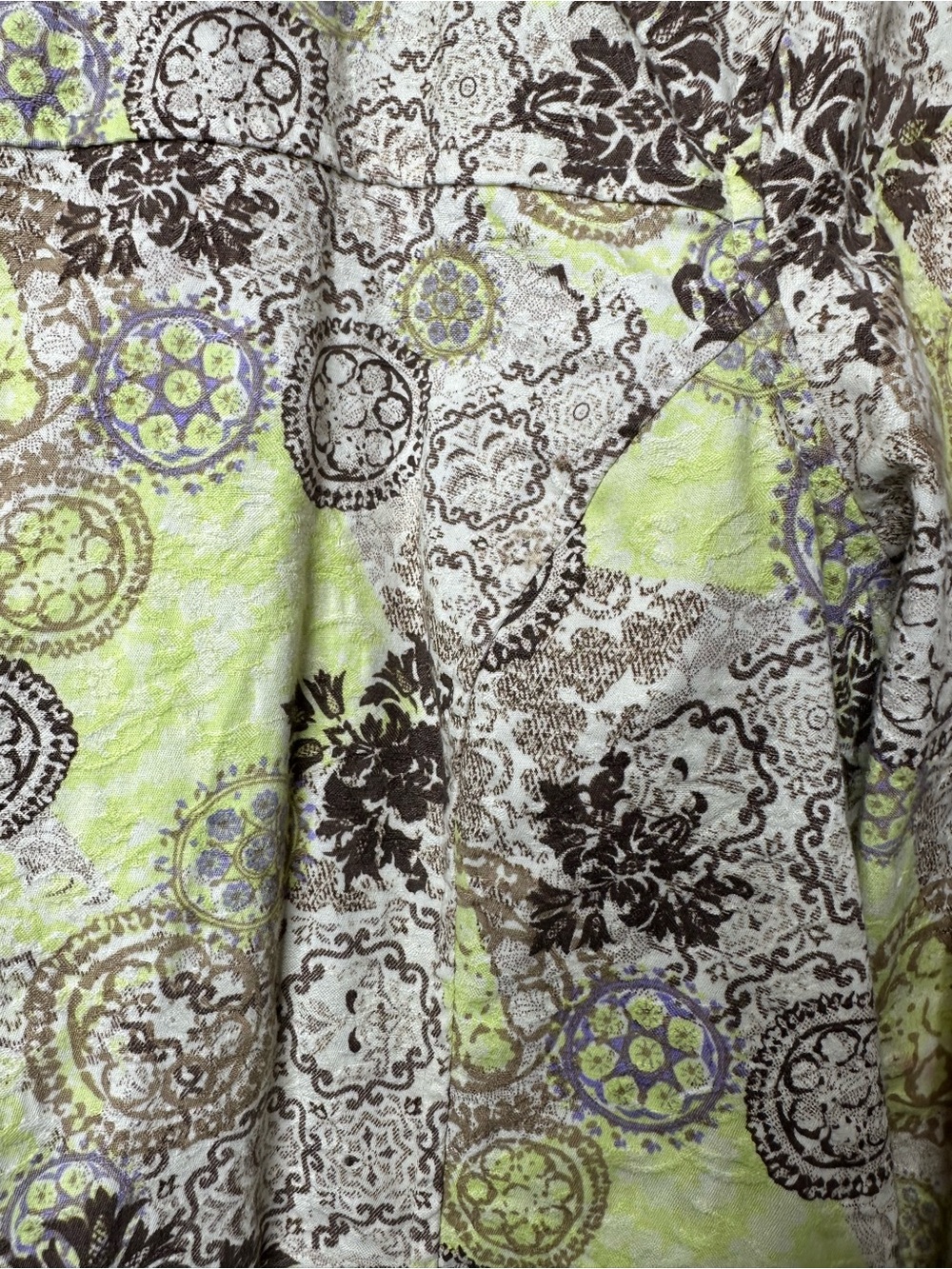 Christopher & Banks Lime Green and Brown Patterned Button-Front Jacket large - Picture 4 of 5